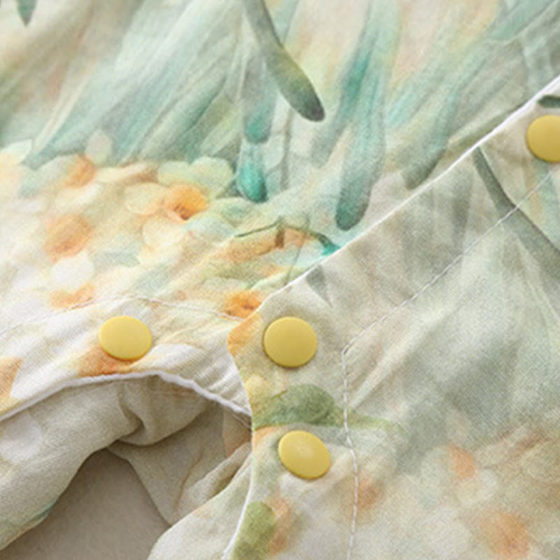 Buddha Stones ​​Frühling Herbst Beige Blumen Grünes Gras Design Baby Mädchen Baumwolle Langarm Einteiler Strampler - image 10