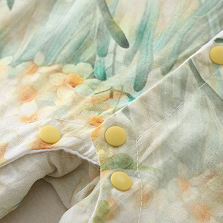 Buddha Stones ​​Frühling Herbst Beige Blumen Grünes Gras Design Baby Mädchen Baumwolle Langarm Einteiler Strampler - image 10