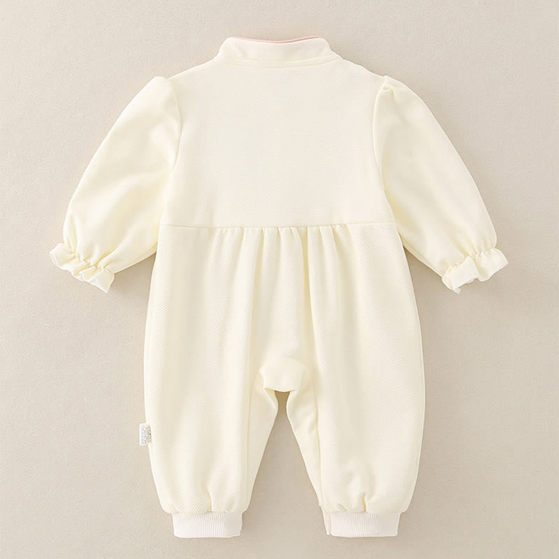 Buddha Stones ​​Frühlings- und Herbst-Pavillon-Design Baby-Mädchen Baumwoll-Langarm-Strampler - image 1