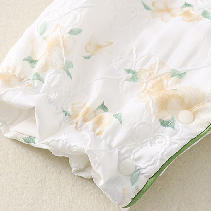 Buddha Stones ​​Frühling Herbst Hellgelbe Blumen V-Ausschnitt Design Baby Mädchen Baumwolle Langarm Einteiler Strampler - image 9