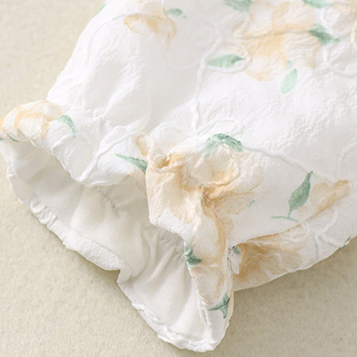 Buddha Stones ​​Frühling Herbst Hellgelbe Blumen V-Ausschnitt Design Baby Mädchen Baumwolle Langarm Einteiler Strampler - image 13