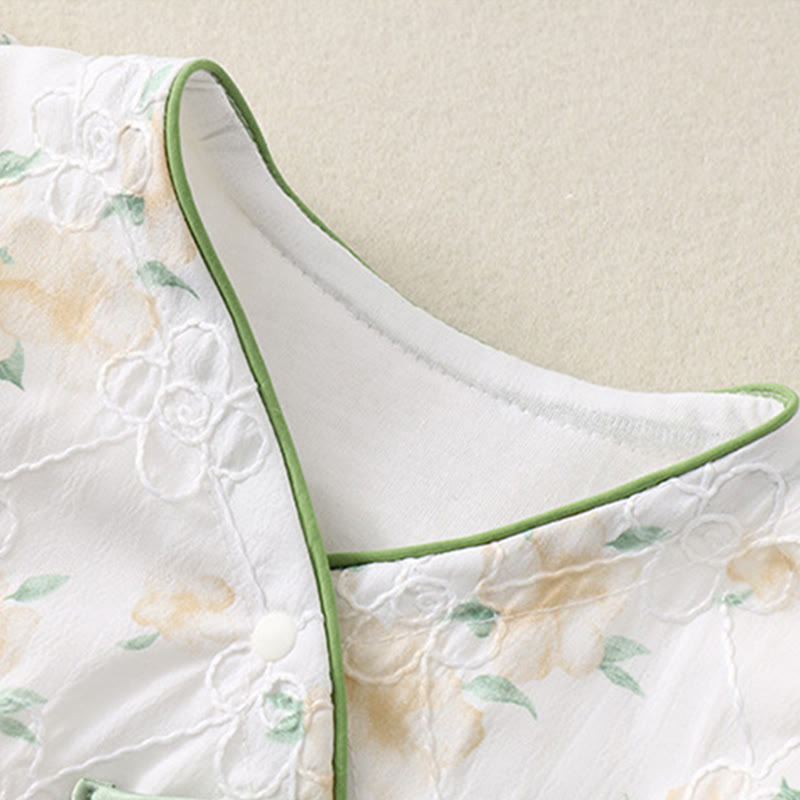 Buddha Stones ​​Frühling Herbst Hellgelbe Blumen V-Ausschnitt Design Baby Mädchen Baumwolle Langarm Einteiler Strampler - image 14