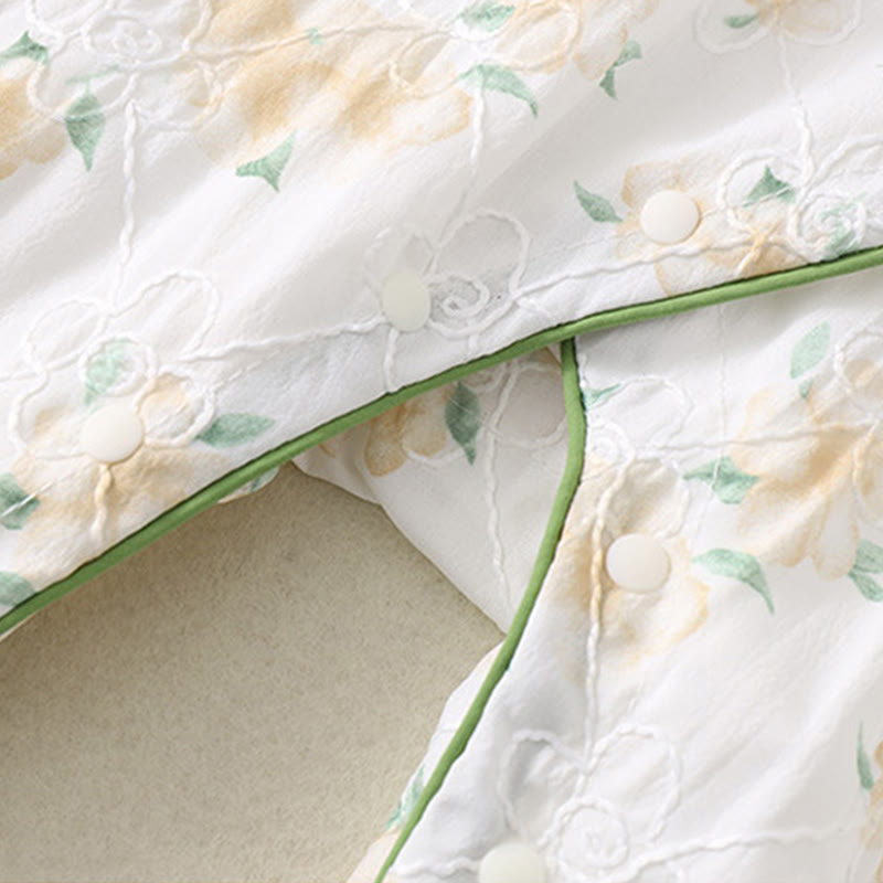 Buddha Stones ​​Frühling Herbst Hellgelbe Blumen V-Ausschnitt Design Baby Mädchen Baumwolle Langarm Einteiler Strampler - image 12