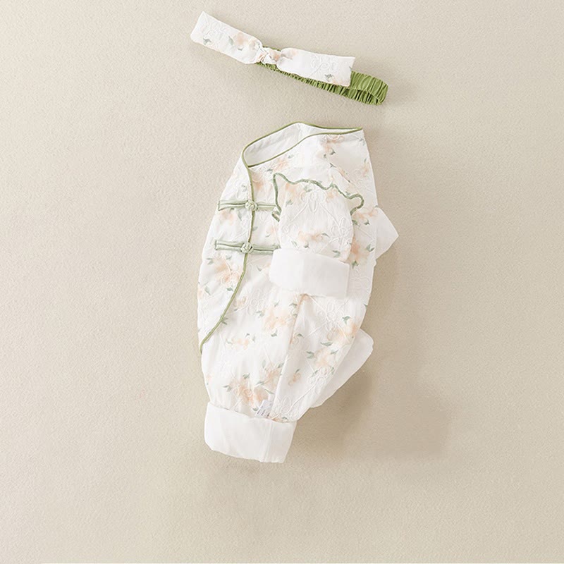 Buddha Stones ​​Frühling Herbst Hellgelbe Blumen V-Ausschnitt Design Baby Mädchen Baumwolle Langarm Einteiler Strampler - image 15