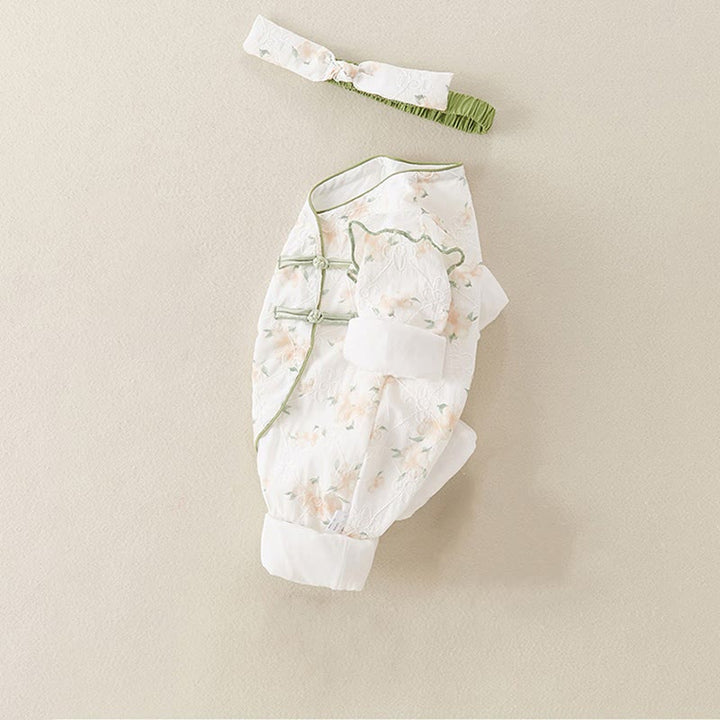 Buddha Stones ​​Frühling Herbst Hellgelbe Blumen V-Ausschnitt Design Baby Mädchen Baumwolle Langarm Einteiler Strampler - image 15