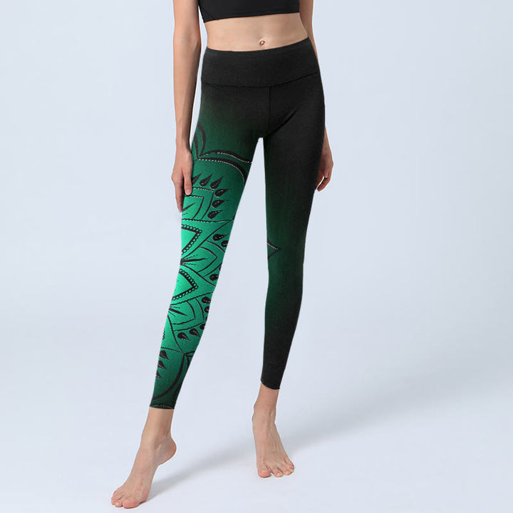 Leggings mit Buddha Stones -Mandala-Muster in dunkler Farbe, Yogahose für Damen - image 5