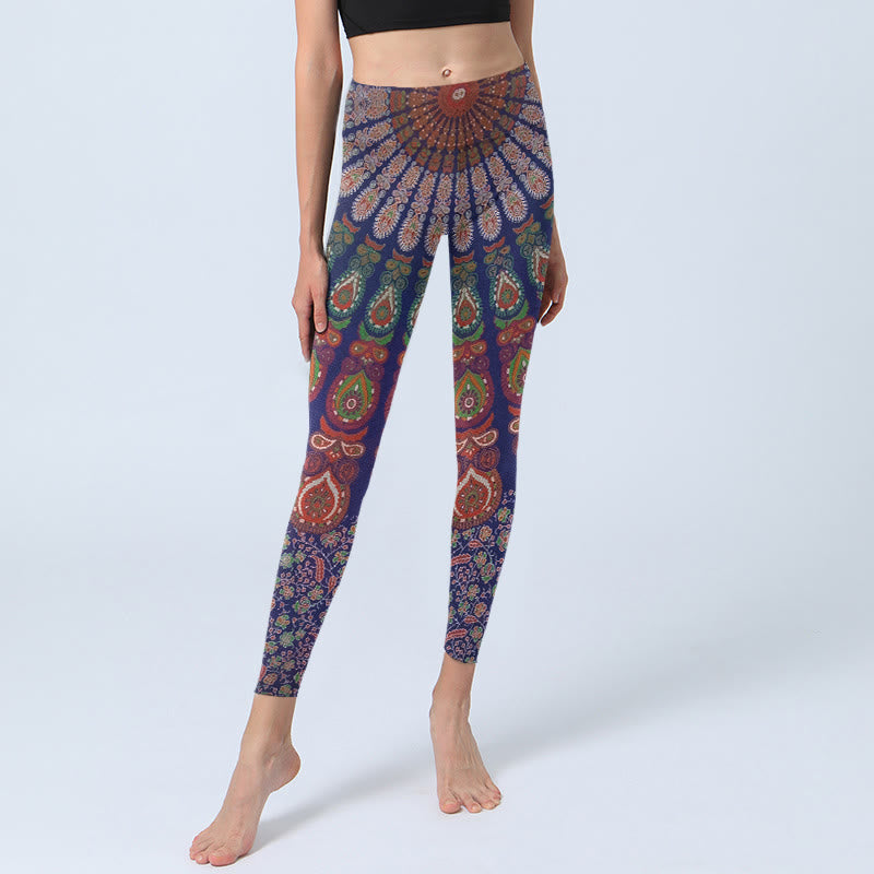 Buddha Stones Leggings mit exquisitem Blumen-Paisley-Muster, Damen-Yogahose - image 5