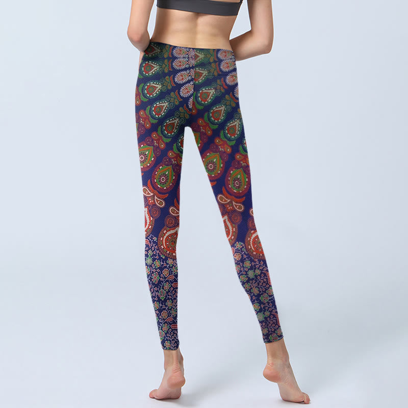 Buddha Stones Leggings mit exquisitem Blumen-Paisley-Muster, Damen-Yogahose - image 6