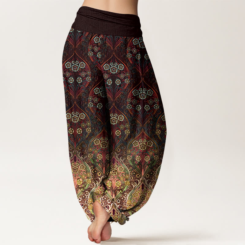 Buddha Stones Damen-Haremshose aus reiner Baumwolle mit Retro-Blumenmuster und elastischem Bund - image 1