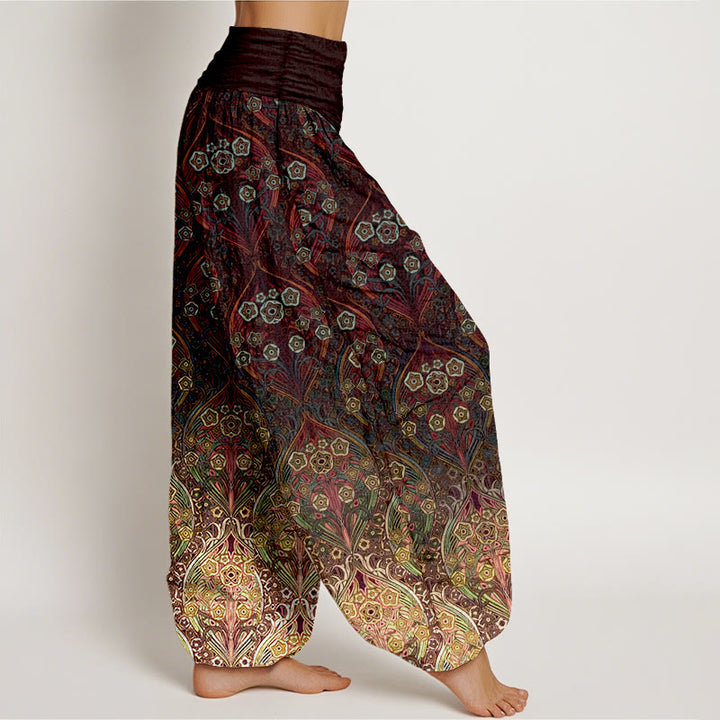 Buddha Stones Damen-Haremshose aus reiner Baumwolle mit Retro-Blumenmuster und elastischem Bund - image 2