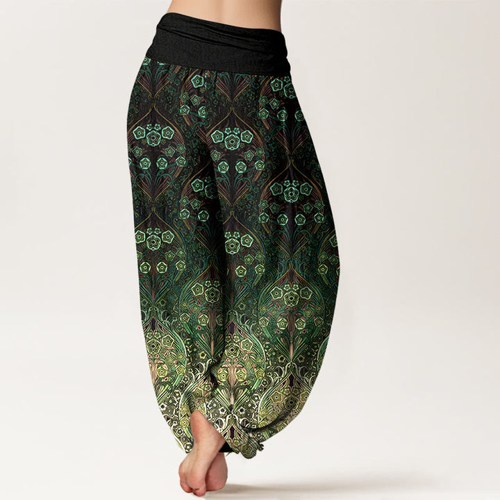 Buddha Stones Damen-Haremshose aus reiner Baumwolle mit Retro-Blumenmuster und elastischem Bund - image 9