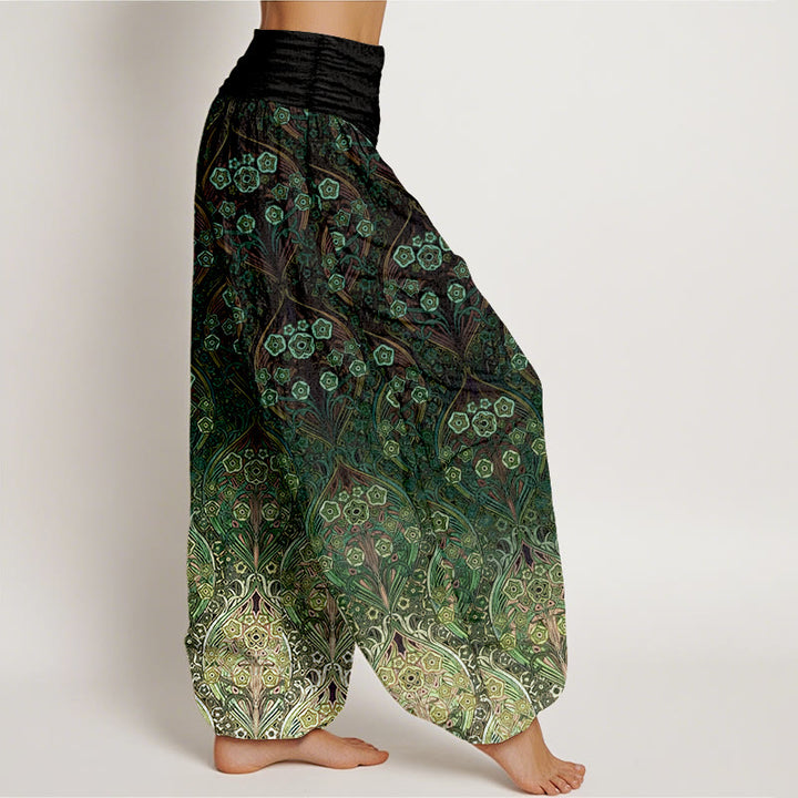 Buddha Stones Damen-Haremshose aus reiner Baumwolle mit Retro-Blumenmuster und elastischem Bund - image 10