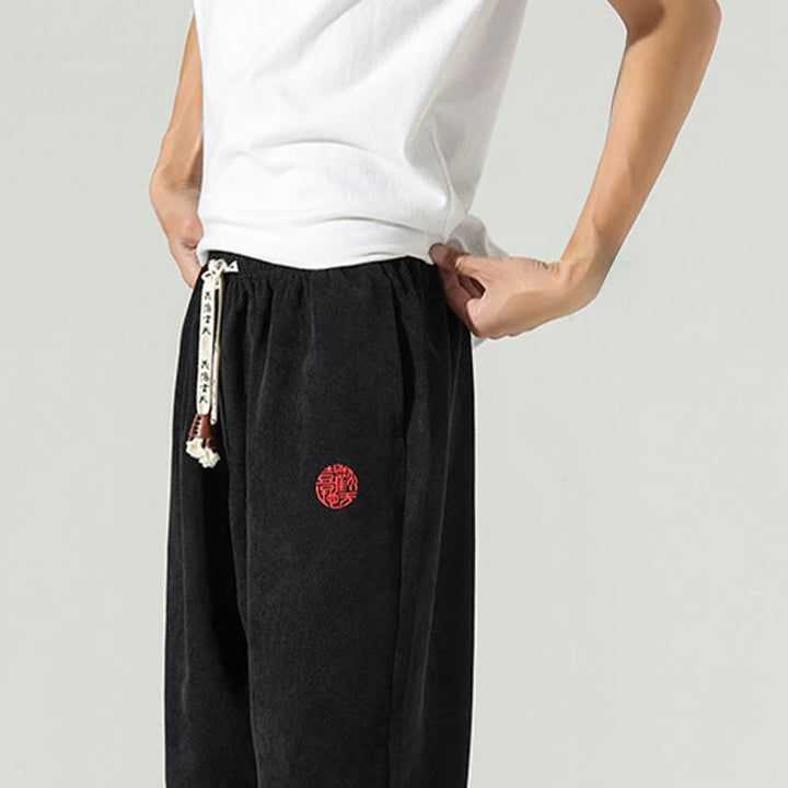 Buddha Stones ​​fallen – schlichte Cord-Haremshose für Herren mit Taschen und Stickerei - image 13