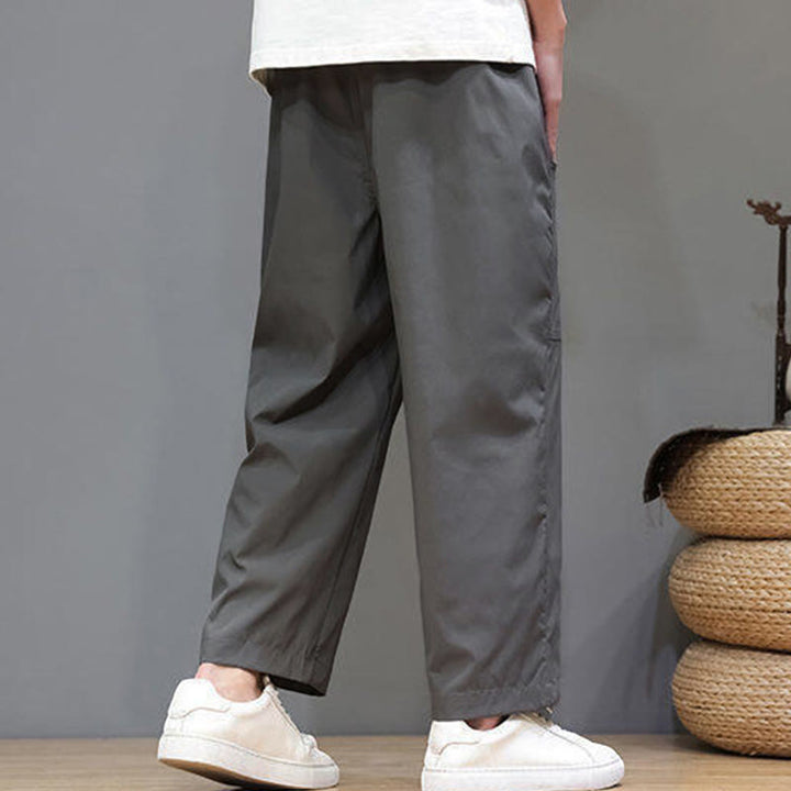 Buddha Stones Sommerhose für Herren, einfarbig, mit Kordelzug, geradem Bein, Länge 7-8, mit Taschen - image 12