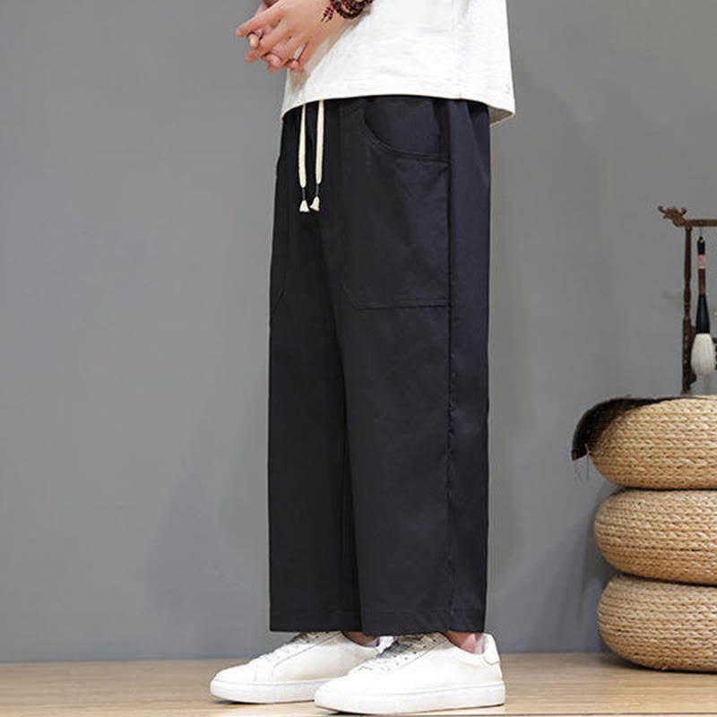 Buddha Stones Sommerhose für Herren, einfarbig, mit Kordelzug, geradem Bein, Länge 7-8, mit Taschen - image 22
