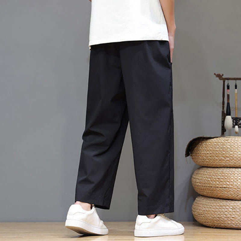 Buddha Stones Sommerhose für Herren, einfarbig, mit Kordelzug, geradem Bein, Länge 7-8, mit Taschen - image 20