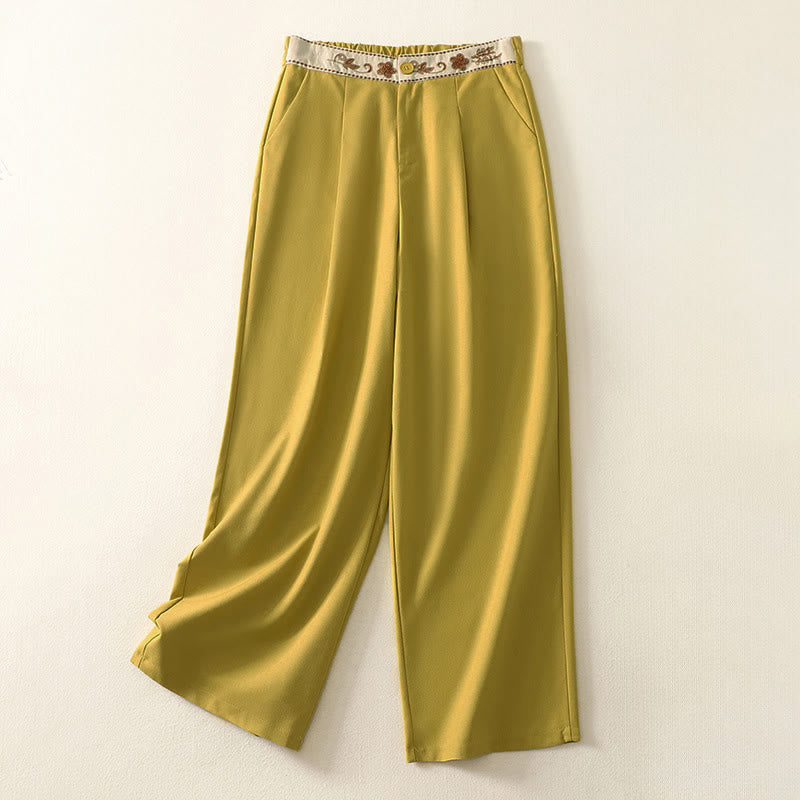 Buddha Stones Damen-Stickereihose aus Baumwolle mit elastischem Bund, Reißverschluss, weitem Bein und Taschen - Gold - US 8-10, UK/AU 12-14, EU 40-42 (2XL) - image 11