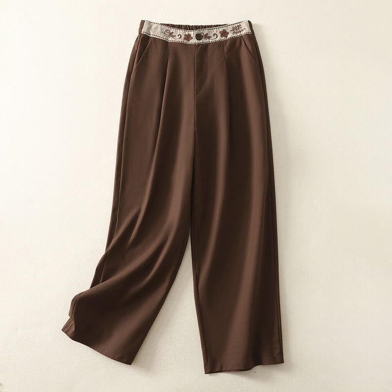 Buddha Stones Damen-Stickereihose aus Baumwolle mit elastischem Bund, Reißverschluss, weitem Bein und Taschen - Sattelbraun - US 8-10, UK/AU 12-14, EU 40-42 (2XL) - image 22