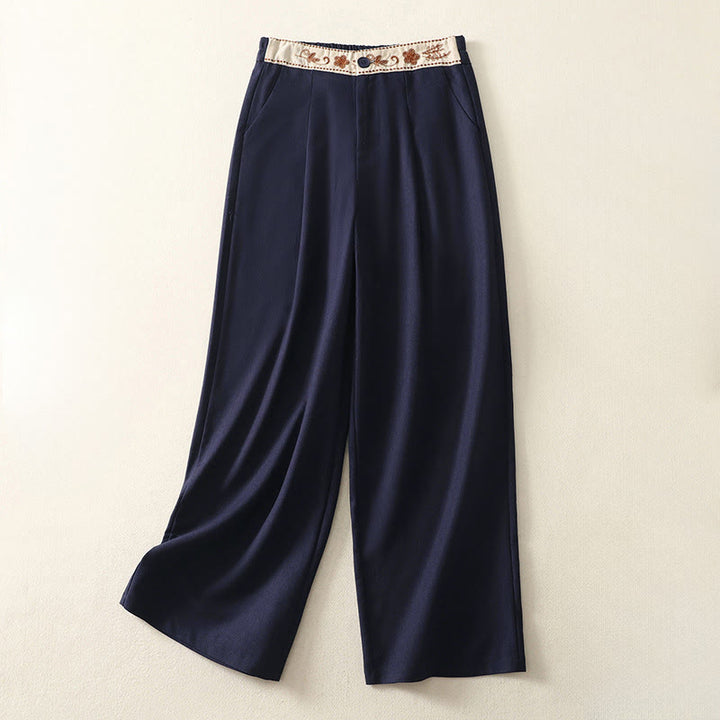 Buddha Stones Damen-Stickereihose aus Baumwolle mit elastischem Bund, Reißverschluss, weitem Bein und Taschen - Mitternachtsblau - US 8-10, UK/AU 12-14, EU 40-42 (2XL) - image 16