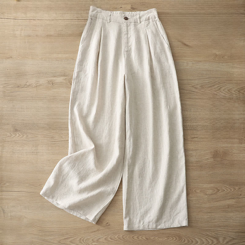 Buddha Stones Damen-Herbst-Pendelhose, einfarbig, mit Reißverschluss, weitem Bein und Taschen - Leinen - US12, UK/AU16, EU44 (2XL) - image 35