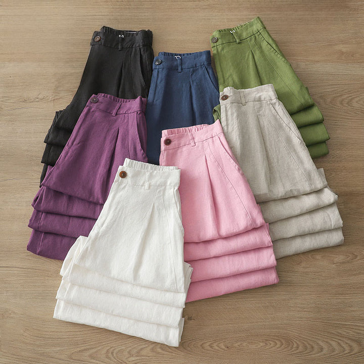 Buddha Stones Damen-Herbst-Pendelhose, einfarbig, mit Reißverschluss, weitem Bein und Taschen - image 39