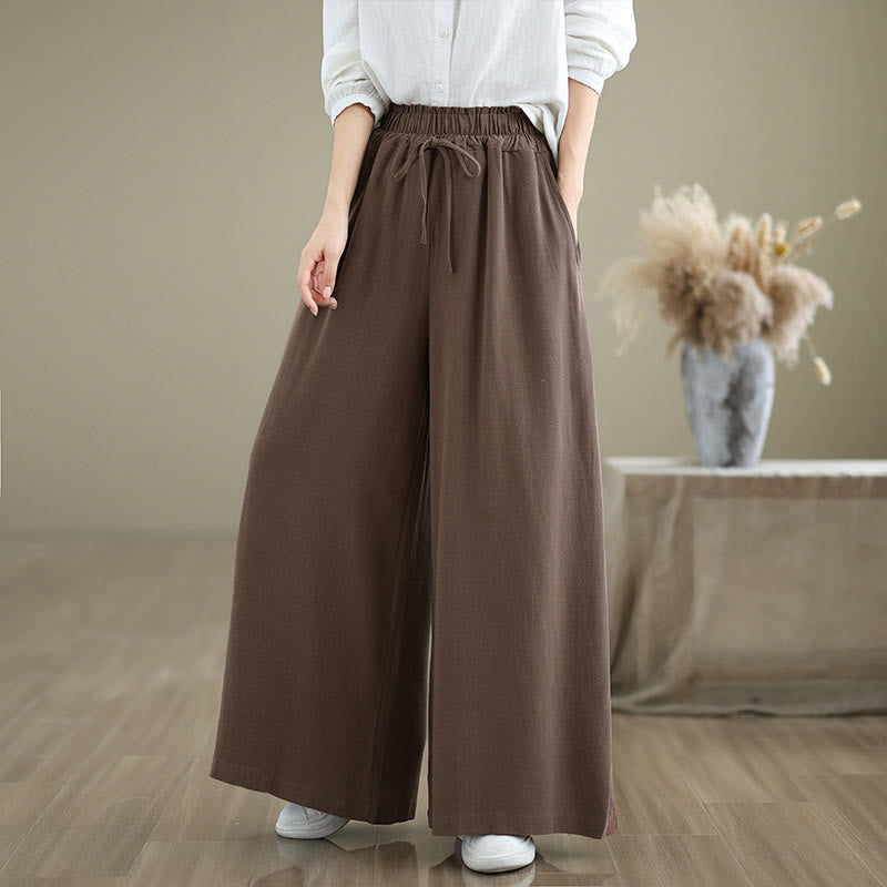 Buddha Stones Damen-Hose aus Baumwoll-Leinen-Mischgewebe mit Kordelzug, weitem Bein und Knöchellänge, Taschen - Sienna - US6, UK/AU10, EU38 (XL) - image 21