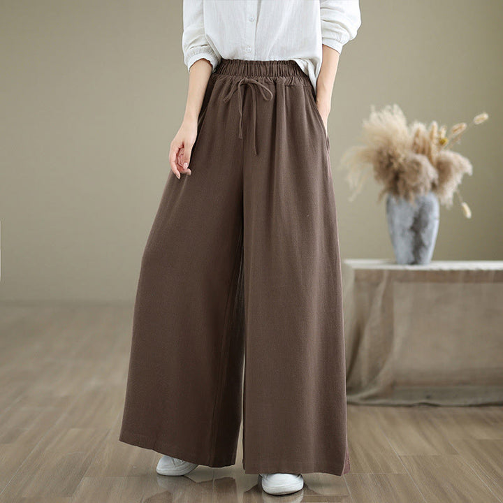 Buddha Stones Damen-Hose aus Baumwoll-Leinen-Mischgewebe mit Kordelzug, weitem Bein und Knöchellänge, Taschen - Sienna - US6, UK/AU10, EU38 (XL) - image 21