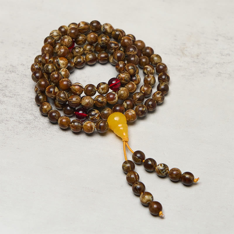 Buddha Stones ​​108 Perlen Mehrfarbiger Bernstein-Kürbis-Anhänger Mala - 12 mm - image 0