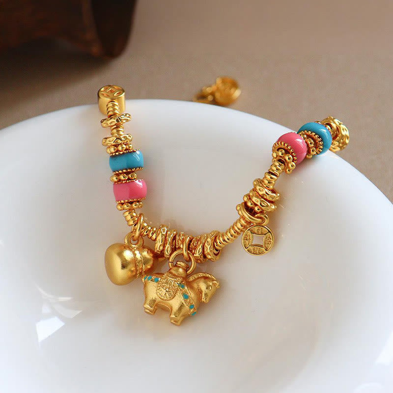 Buddha Stones ​​Jahr des Pferdes Kürbis Kupfermünze Kupfer Balance Armband - image 4