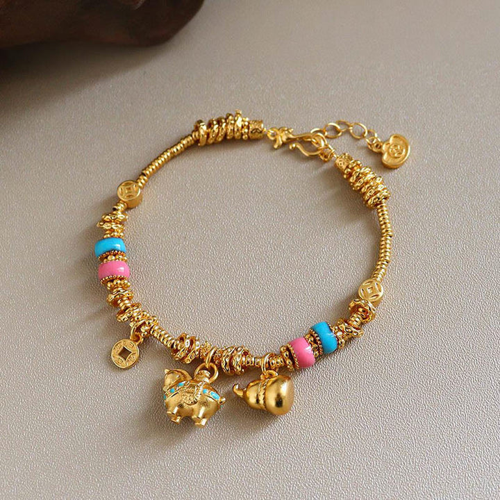 Buddha Stones ​​Jahr des Pferdes Kürbis Kupfermünze Kupfer Balance Armband - image 1