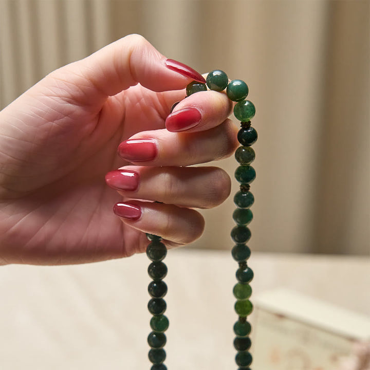 Buddha Stones, Lotus-Symbol-Anhänger, runde Perle, Moosachat, Heilmala - image 4