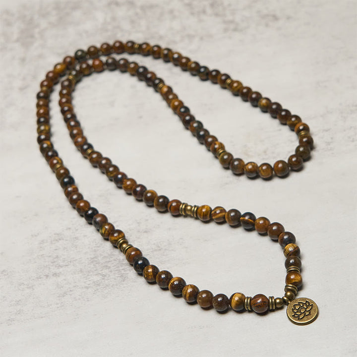 Buddha Stones, Lotus-Symbol, Tigerauge, Perlen-Kraft-Mala - image 2