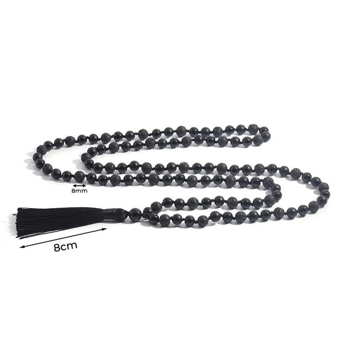 Buddha Stones ​​8 mm Perlen Schwarzer Onyx Lavastein Quaste Schutz Glück Mala - image 6
