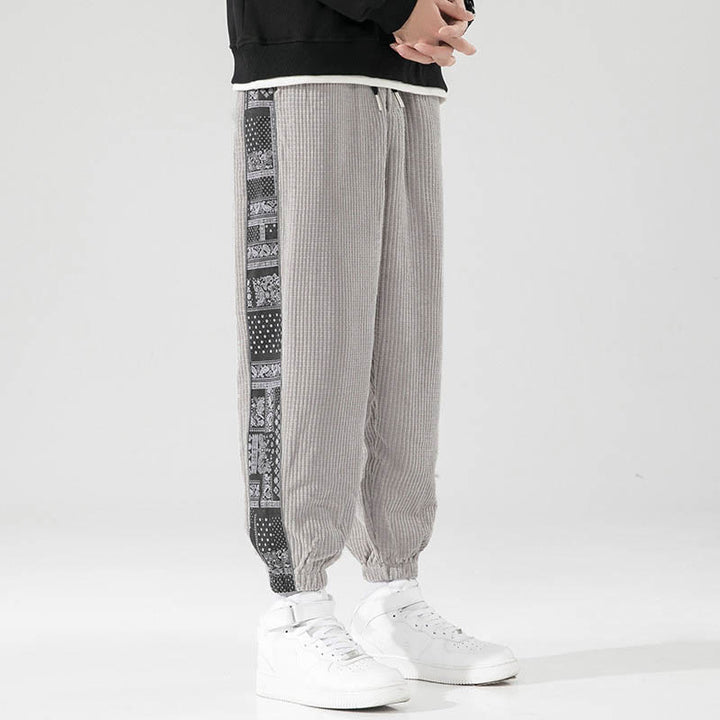 Buddha Stones Herbst Einfarbige Cordhose mit seitlichem Paisley-Muster, geradem Bein, Knöchellänge und Taschen - Hellgrau - US/ UK/AU46, EU56 (5XL) - image 13