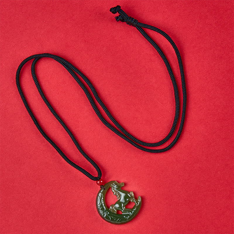 Buddha Stones, chinesisches Tierkreiszeichen, Jahr des Pferdes, Glücks- und Wohlstandsanhänger aus geschnitzter Jade - image 4