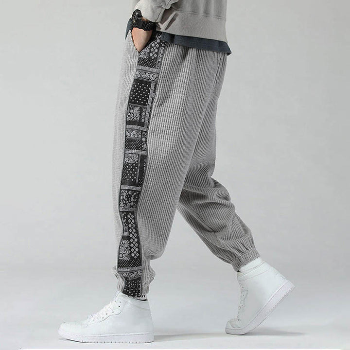 Buddha Stones Herbst Einfarbige Cordhose mit seitlichem Paisley-Muster, geradem Bein, Knöchellänge und Taschen - image 17