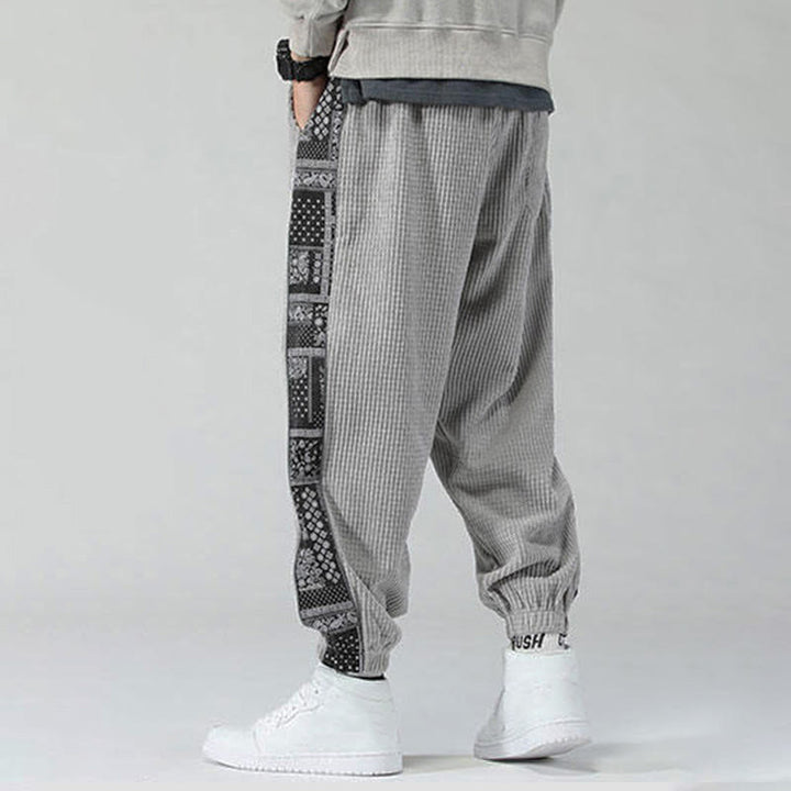 Buddha Stones Herbst Einfarbige Cordhose mit seitlichem Paisley-Muster, geradem Bein, Knöchellänge und Taschen - image 18