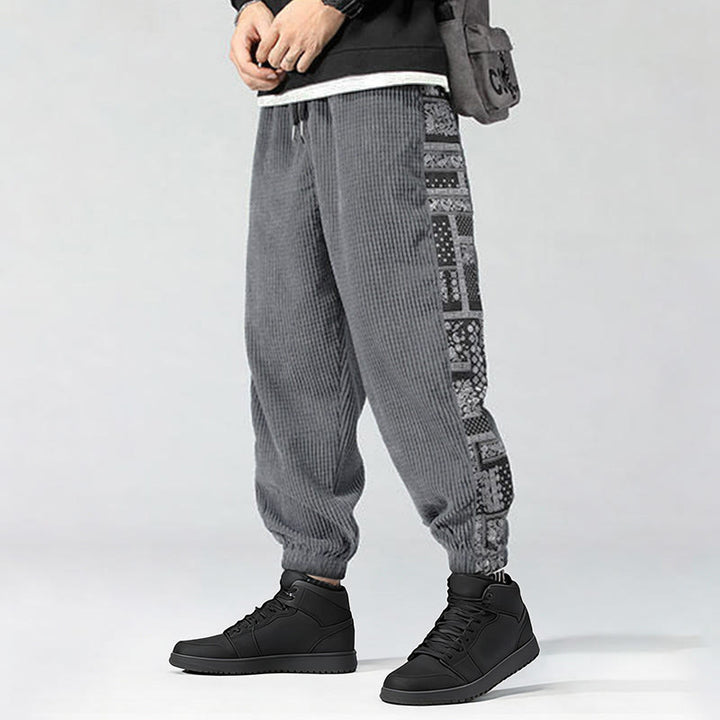 Buddha Stones Herbst Einfarbige Cordhose mit seitlichem Paisley-Muster, geradem Bein, Knöchellänge und Taschen - image 25