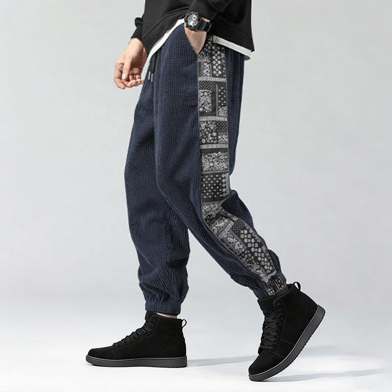 Buddha Stones Herbst Einfarbige Cordhose mit seitlichem Paisley-Muster, geradem Bein, Knöchellänge und Taschen - image 33