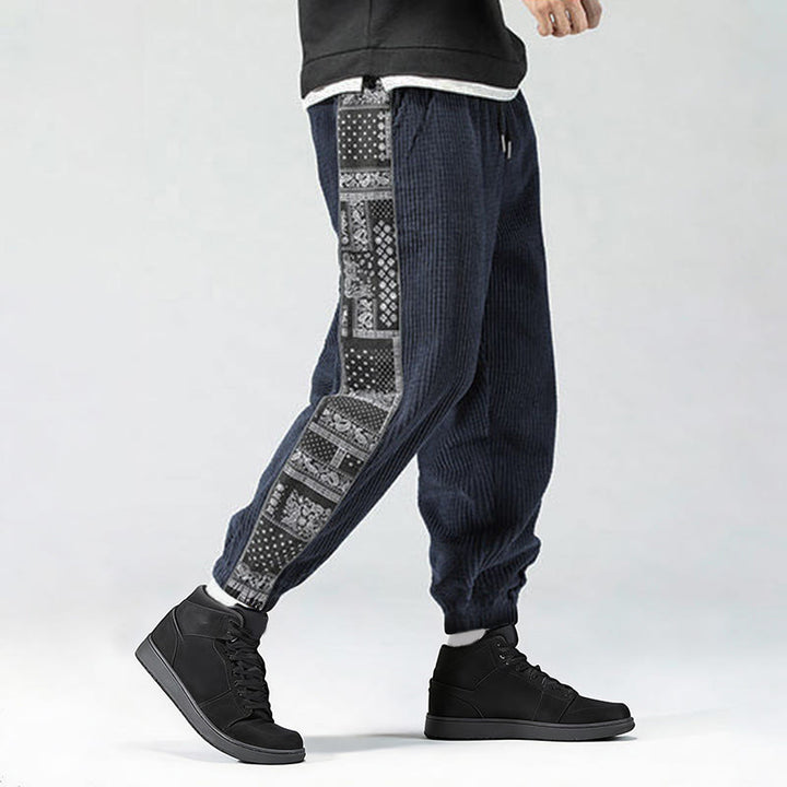 Buddha Stones Herbst Einfarbige Cordhose mit seitlichem Paisley-Muster, geradem Bein, Knöchellänge und Taschen - image 30