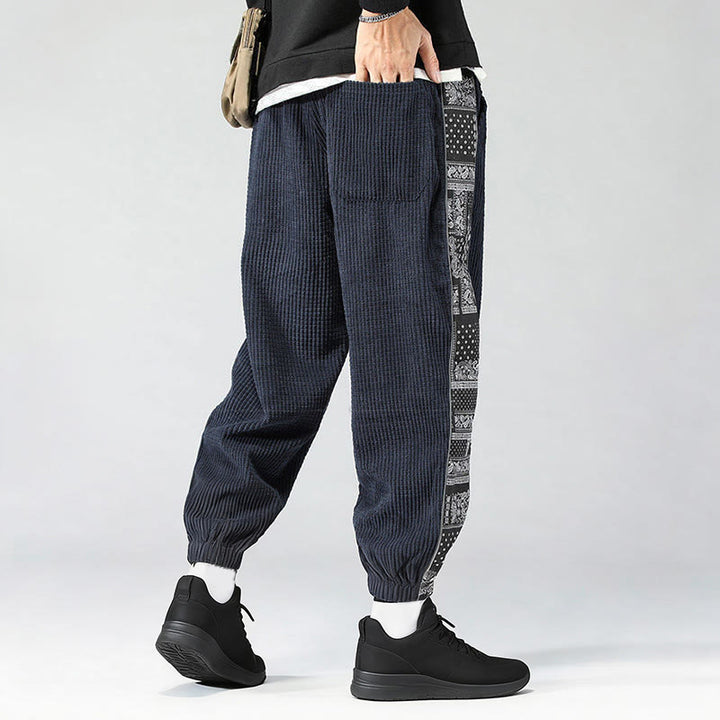 Buddha Stones Herbst Einfarbige Cordhose mit seitlichem Paisley-Muster, geradem Bein, Knöchellänge und Taschen - image 31
