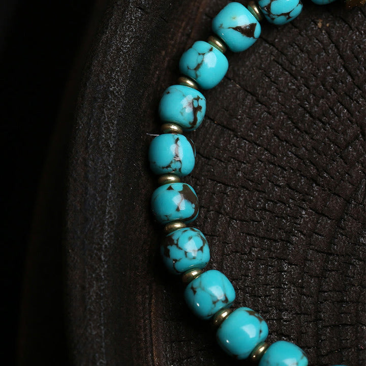 Buddha Stones ​​Thangka Gau Amulettbox Türkis Fu Charakter Schutzarmband - image 3