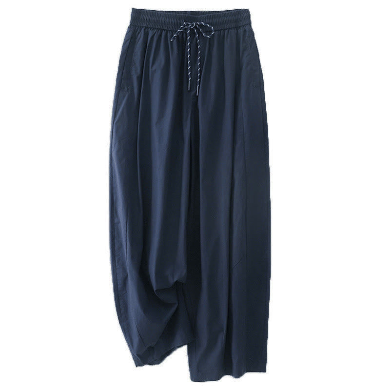 Buddha Stones, schlichte Haremshose mit hohem Bund, Falten und Taschen für Damen - Mitternachtsblau - US 8-10, UK/AU 12-14, EU 40-42 (2XL) - image 0