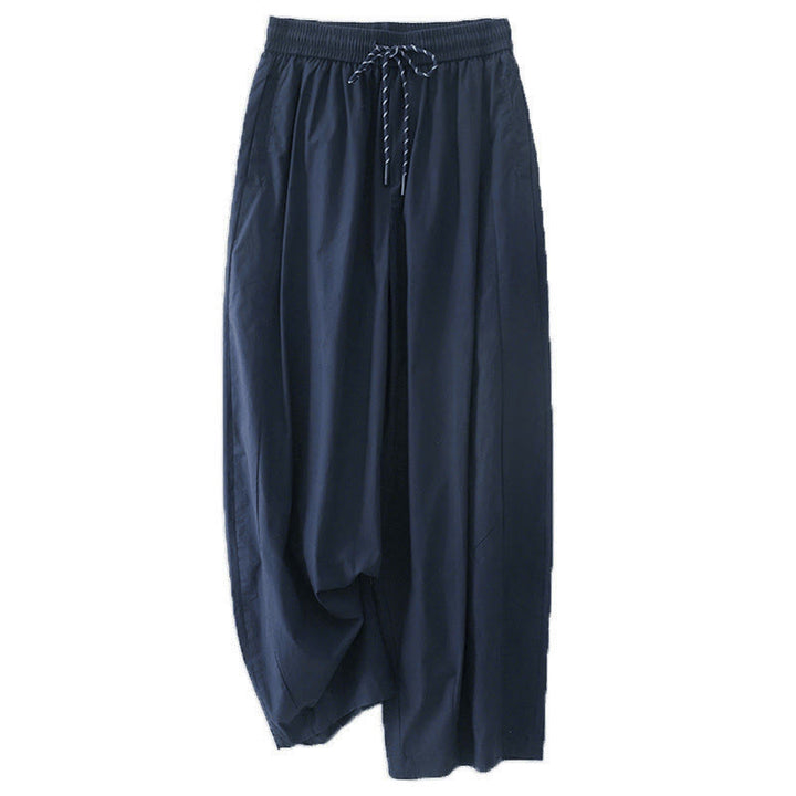 Buddha Stones, schlichte Haremshose mit hohem Bund, Falten und Taschen für Damen - Mitternachtsblau - US 8-10, UK/AU 12-14, EU 40-42 (2XL) - image 0