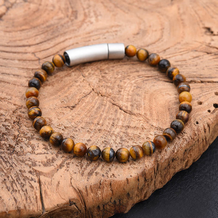 Buddha Stones Türkis-Schwarz-Glitzerstein-Tigeraugen-Positives-Armband - Gelbes Tigerauge (Handgelenkumfang: 17-18 cm) - image 8
