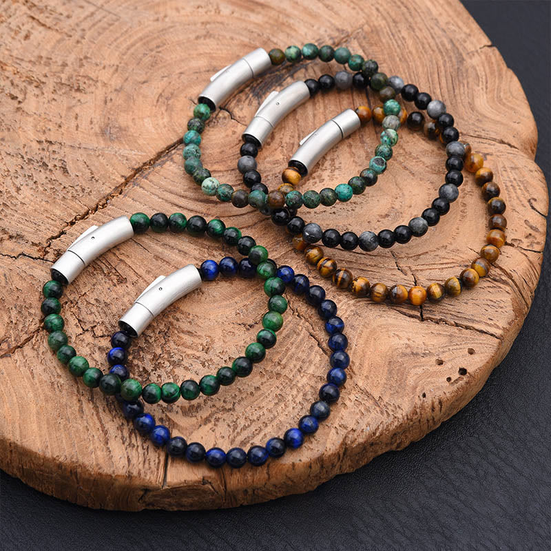 Buddha Stones Türkis-Schwarz-Glitzerstein-Tigeraugen-Positives-Armband - image 10