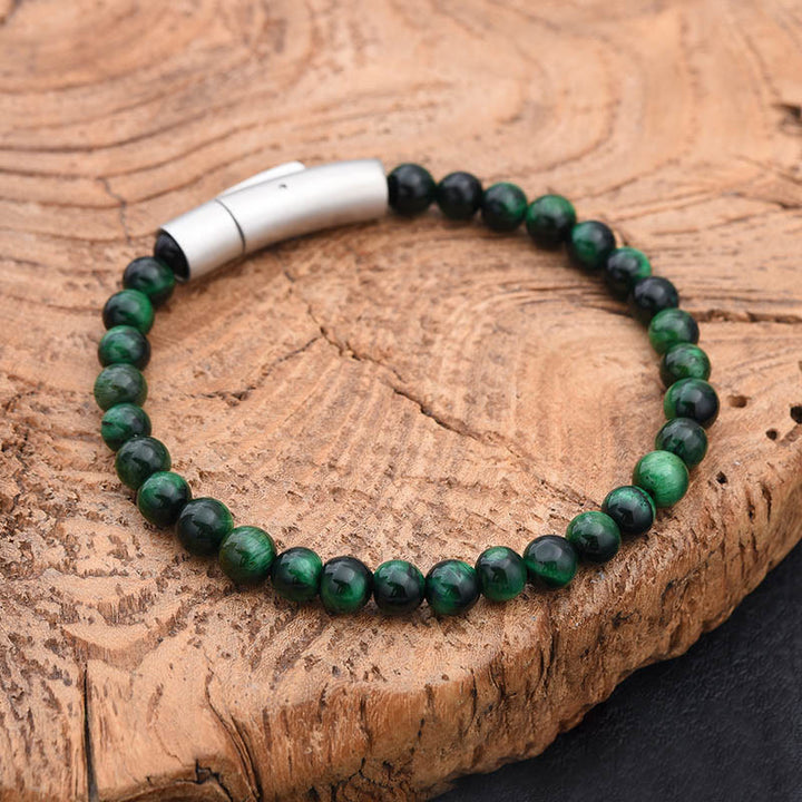 Buddha Stones Türkis-Schwarz-Glitzerstein-Tigeraugen-Positives-Armband - Türkis (Handgelenkumfang: 17-18 cm) - image 2