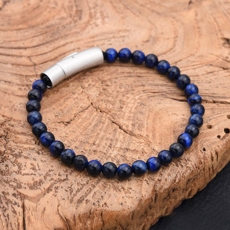 Buddha Stones Türkis-Schwarz-Glitzerstein-Tigeraugen-Positives-Armband - Blaues Tigerauge (Handgelenkumfang: 17-18 cm) - image 0