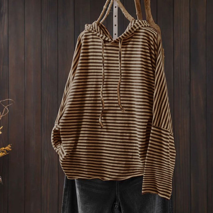 Damen-Baumwollhoodie mit Buddha Stones -Frühlingsstreifenmuster und langen Ärmeln - Sattelbraun - US4-8/10, UK/AU8-12/14, EU36-40/42 (F) - image 14