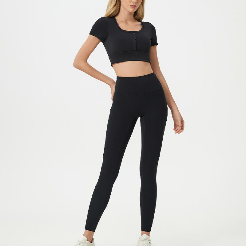 Buddha Stone Leggings in Unifarben, hoher Bund, Sport- und Fitness-Leggings für Damen, Yoga-Hosen - image 19